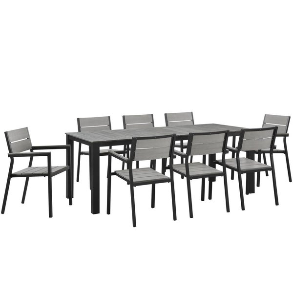 Modway Maine Outdoor Patio Dining Set, Brown and Gray - 9 Piece EEI-1753-BRN-GRY-SET